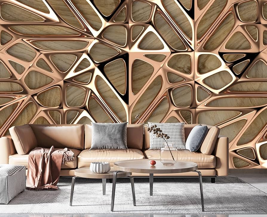 Luxury wallpaper installation with modern interior design